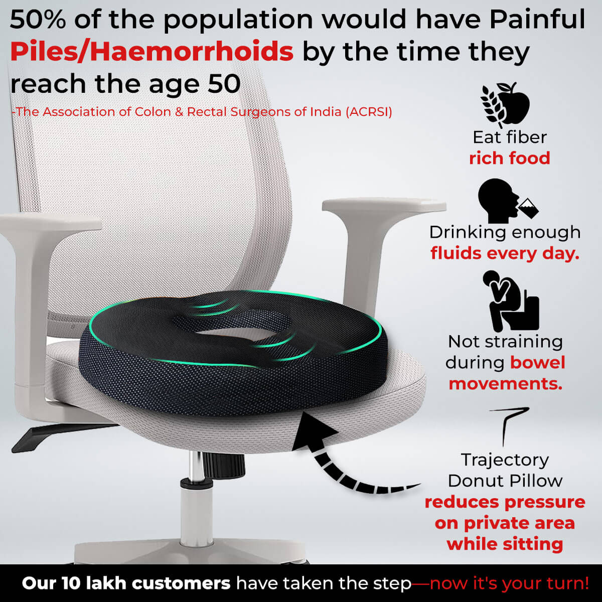 Trajectory Maternity Piles Hemorrhoids Pregnancy Pillow with AdvancedX Orthopedic Memory Foam