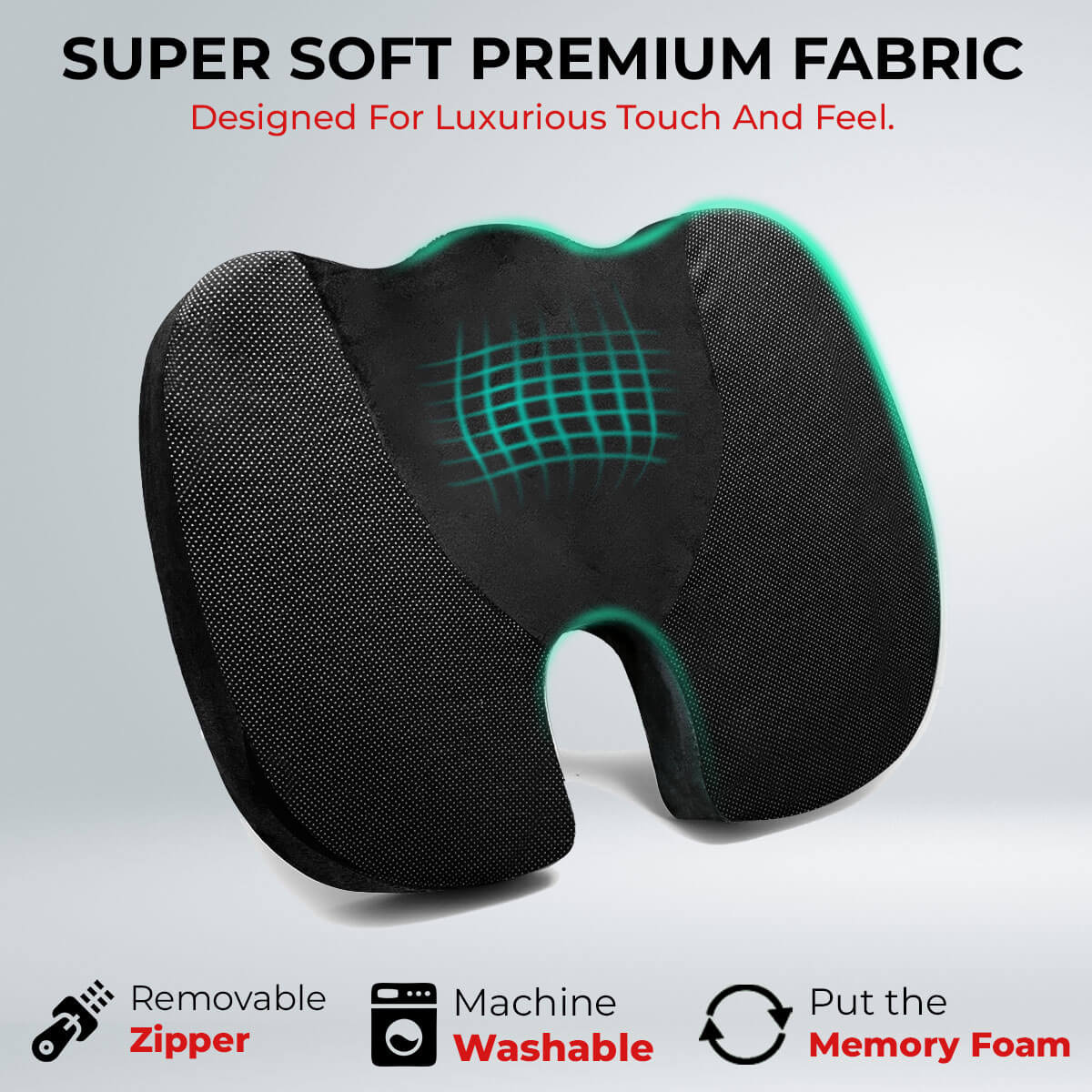Trajectory Ultimate Car Seat Pillow with AdvancedX Orthopedic Memory Foam Napolean Black