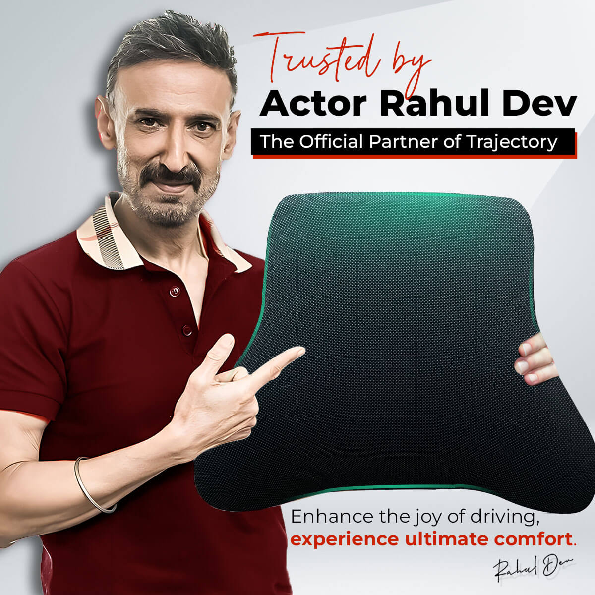 Trajectory Ultimate Car Backrest Pillow with AdvancedX Orthopedic Memory Foam