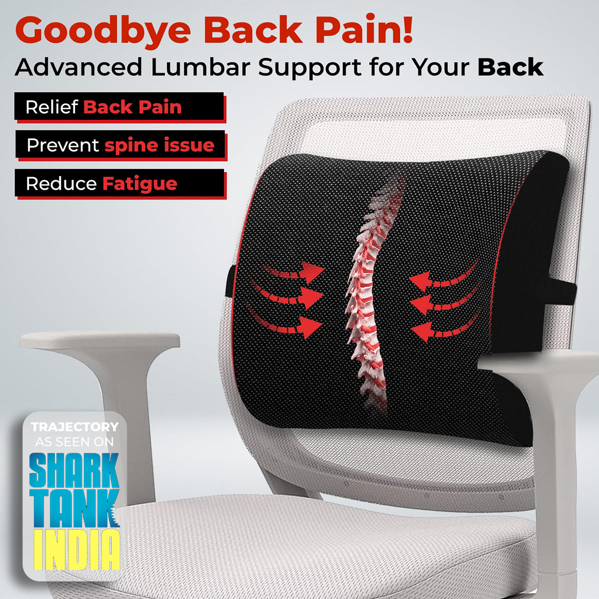 Trajectory Ultimate Office Back Pillow with AdvancedX Orthopedic Memory Foam Napolean Black