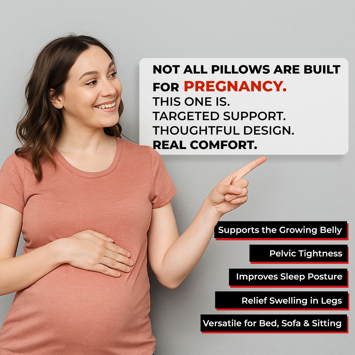 Trajectory Maternity Pregnancy Pillow with AdvancedX Orthopedic Memory Foam