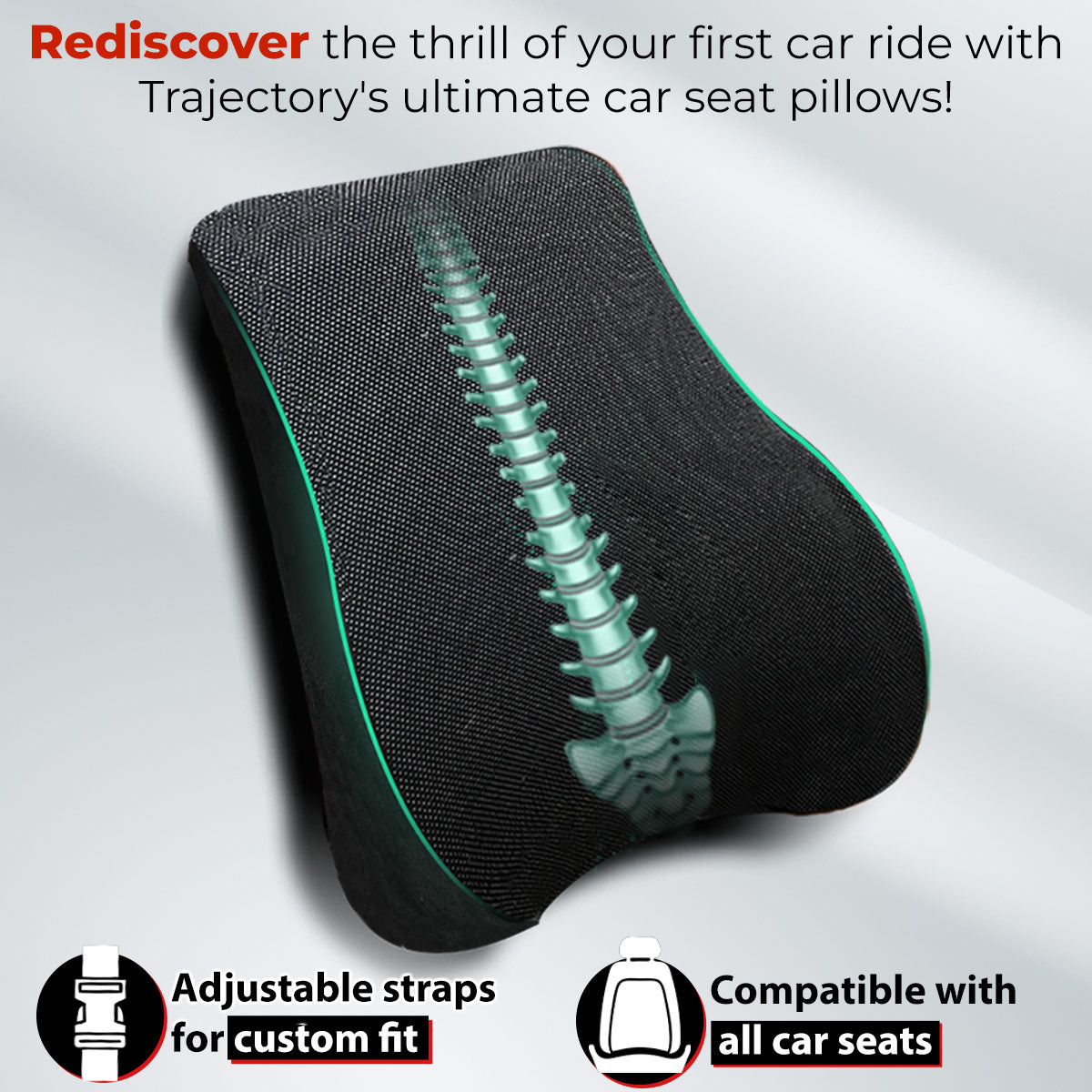 Trajectory Ultimate Car Backrest Pillow with AdvancedX Orthopedic Memory Foam