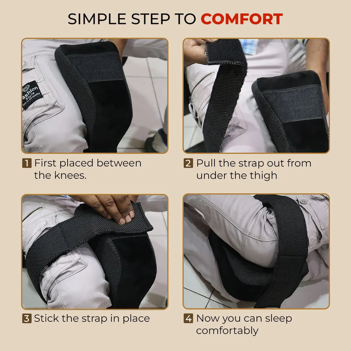 TRAJECTORY Knee Pillow for Side Sleepers, Knock Knee Corrector for Sleeping, AdvancedX Memory Foam Leg Pillow Wedge Cushion for Side Sleeper, Sciatica, Pregnancy, Hip & Back Pain Relief - Washable Cover (Black) Trajectory