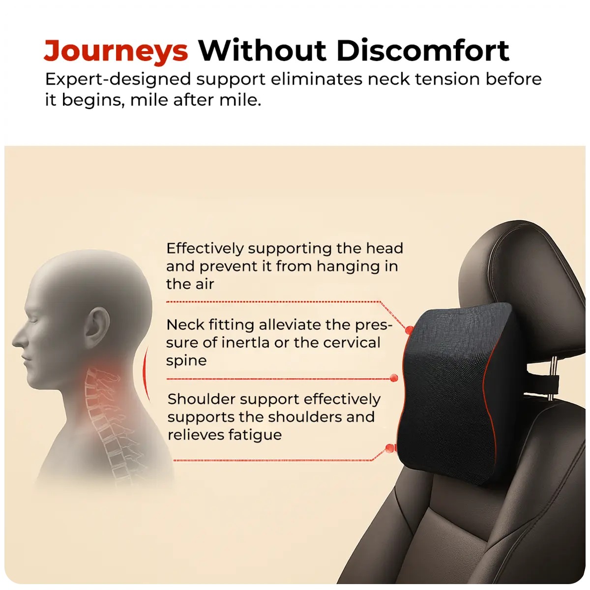 Trajectory Ultimate Car Neck Rest Pillow with AdvancedX Memory Foam Trajectory