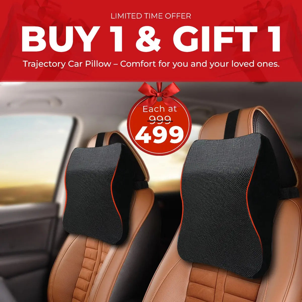 Trajectory Ultimate Car Neck Rest Pillow with AdvancedX Memory Foam Trajectory