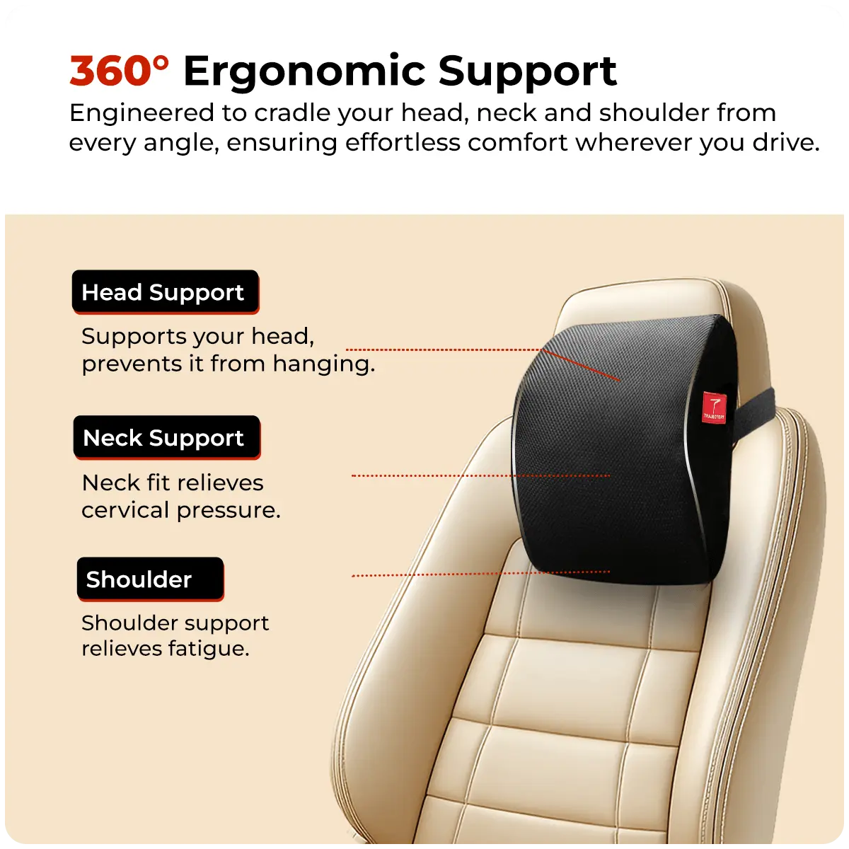 Trajectory Ultimate Car Neck Rest Pillow with AdvancedX Memory Foam Trajectory