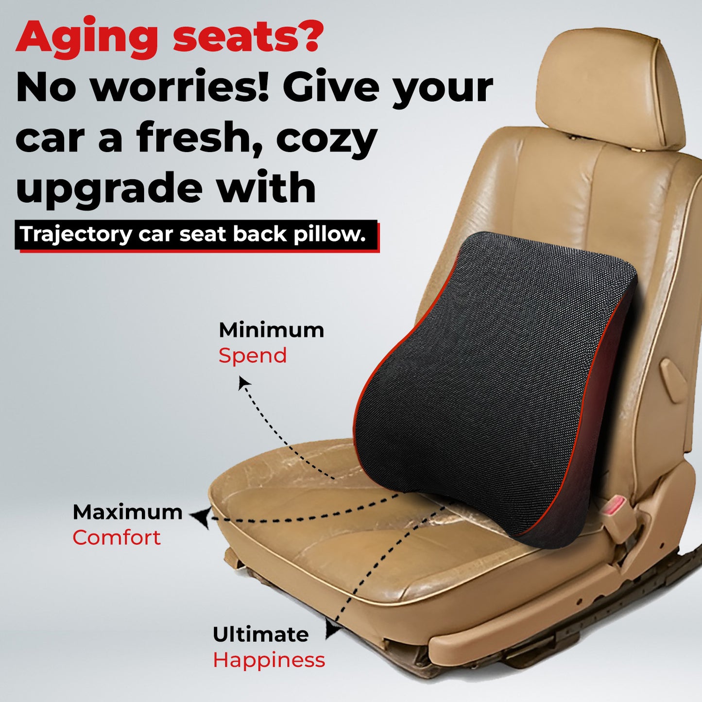 Trajectory Ultimate Car Backrest Pillow with AdvancedX Orthopedic Memory Foam