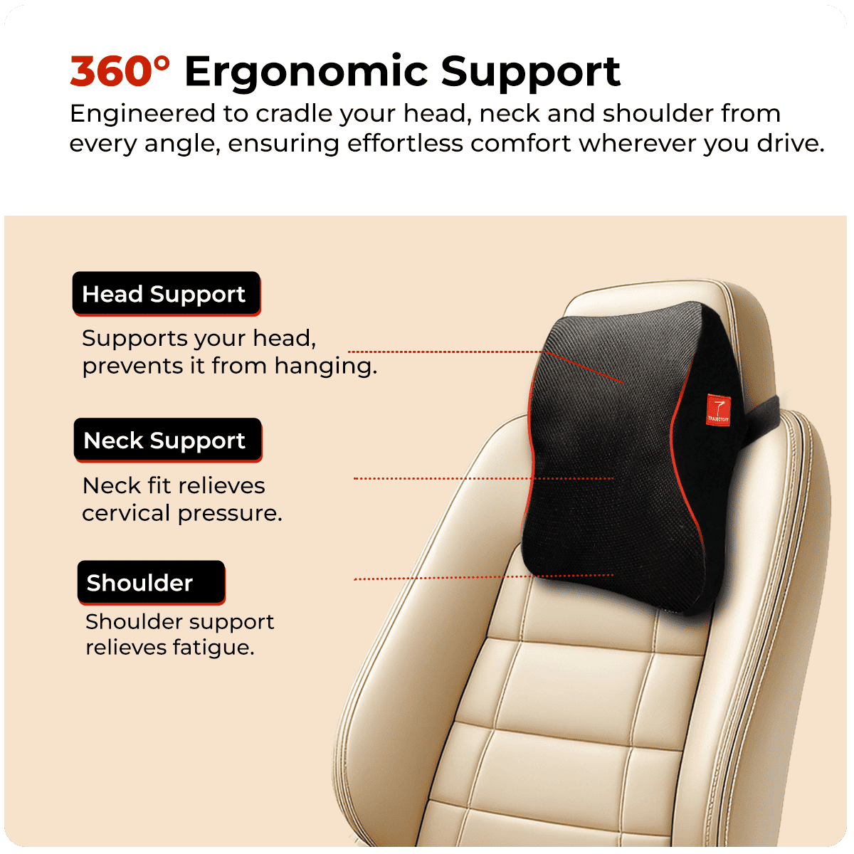 Trajectory Ultimate Car Neck Rest Pillow with ADVANCEDX Memory Foam Trajectory