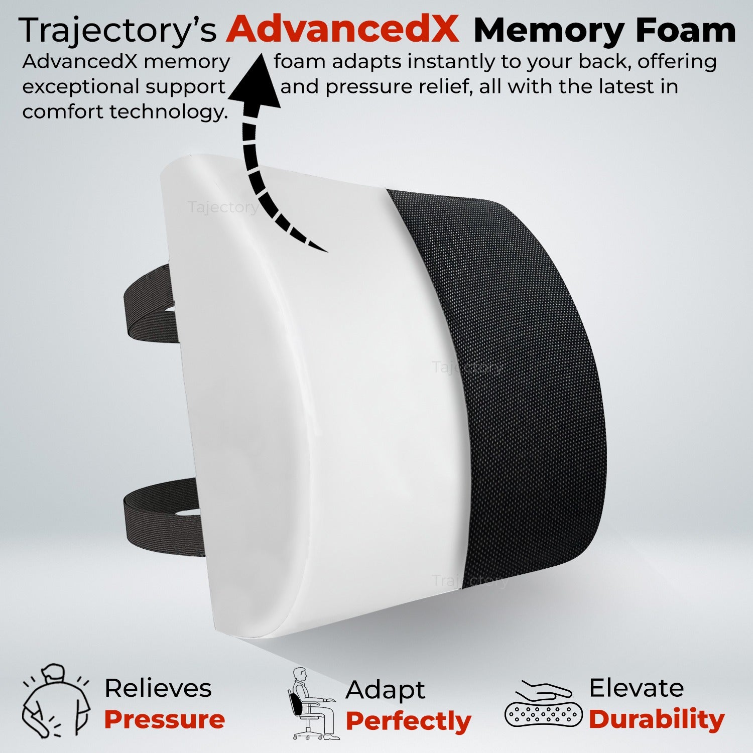 trajectory advancedx memory foam back rest pillow