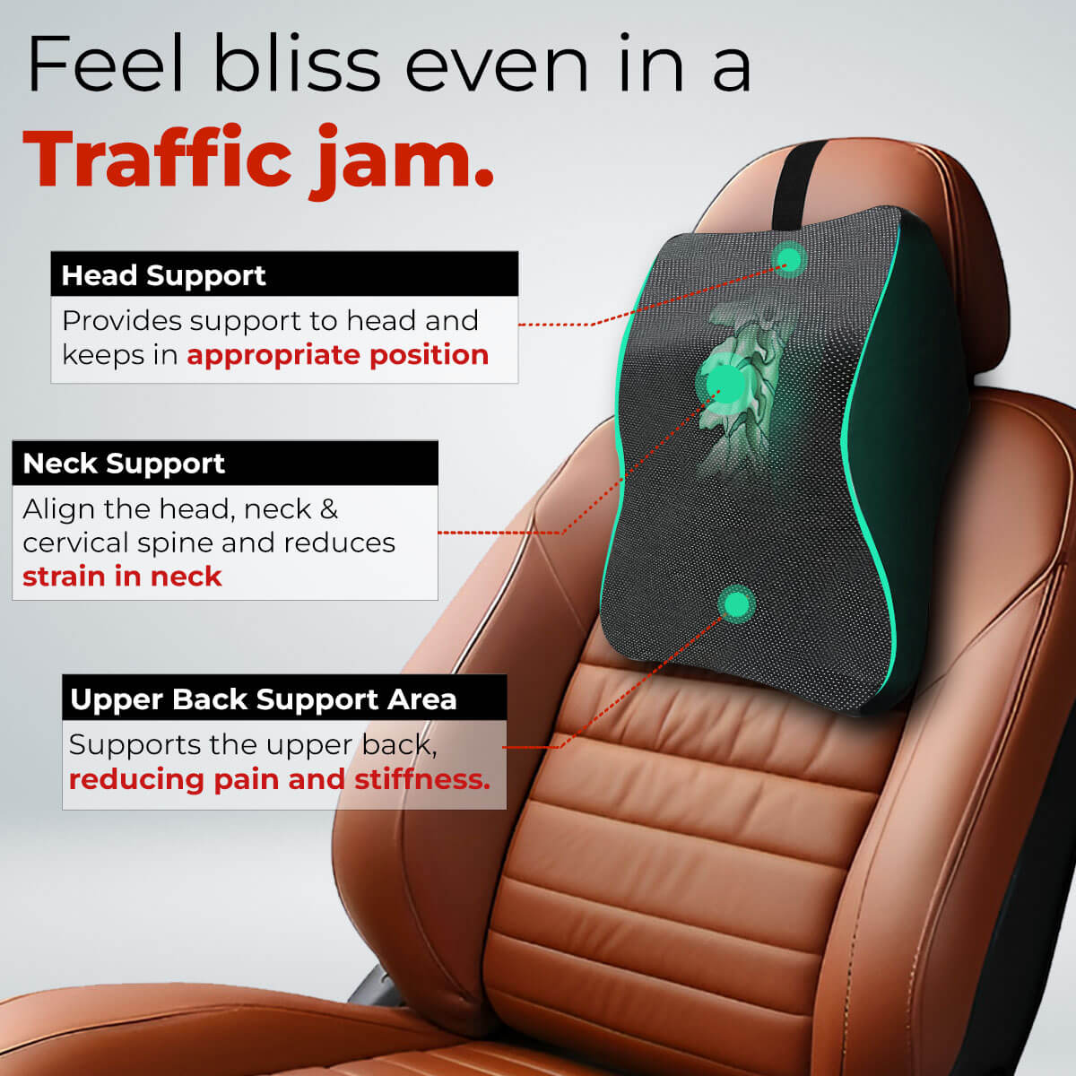 Trajectory Ultimate Car Backrest and Neck Pillow Combo with AdvancedX Orthopedic Memory Foam