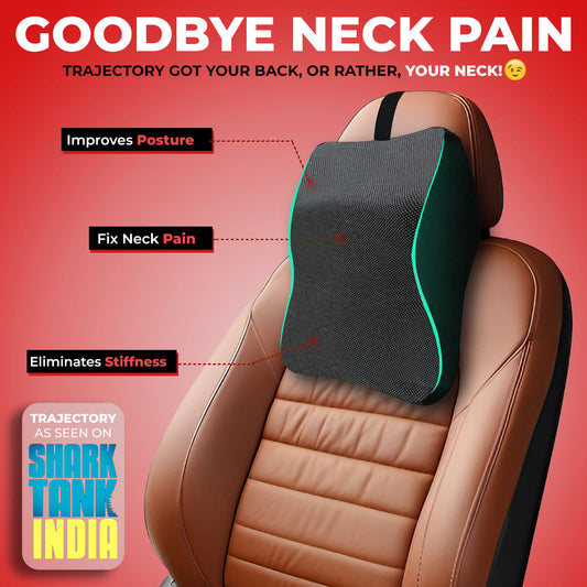 Trajectory Ultimate Car Neck Rest Pillow with AdvancedX Orthopedic Memory Foam Napolean Black