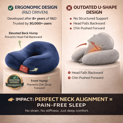 Trajectory Ergonomically Designed Travel Neck Pillow with Hollow Conjugate Fiber Technology Trajectory