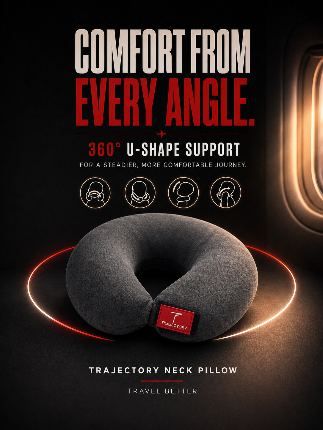 Trajectory Travel Neck Pillow with Hollow Conjugate Fiber Technology Trajectory