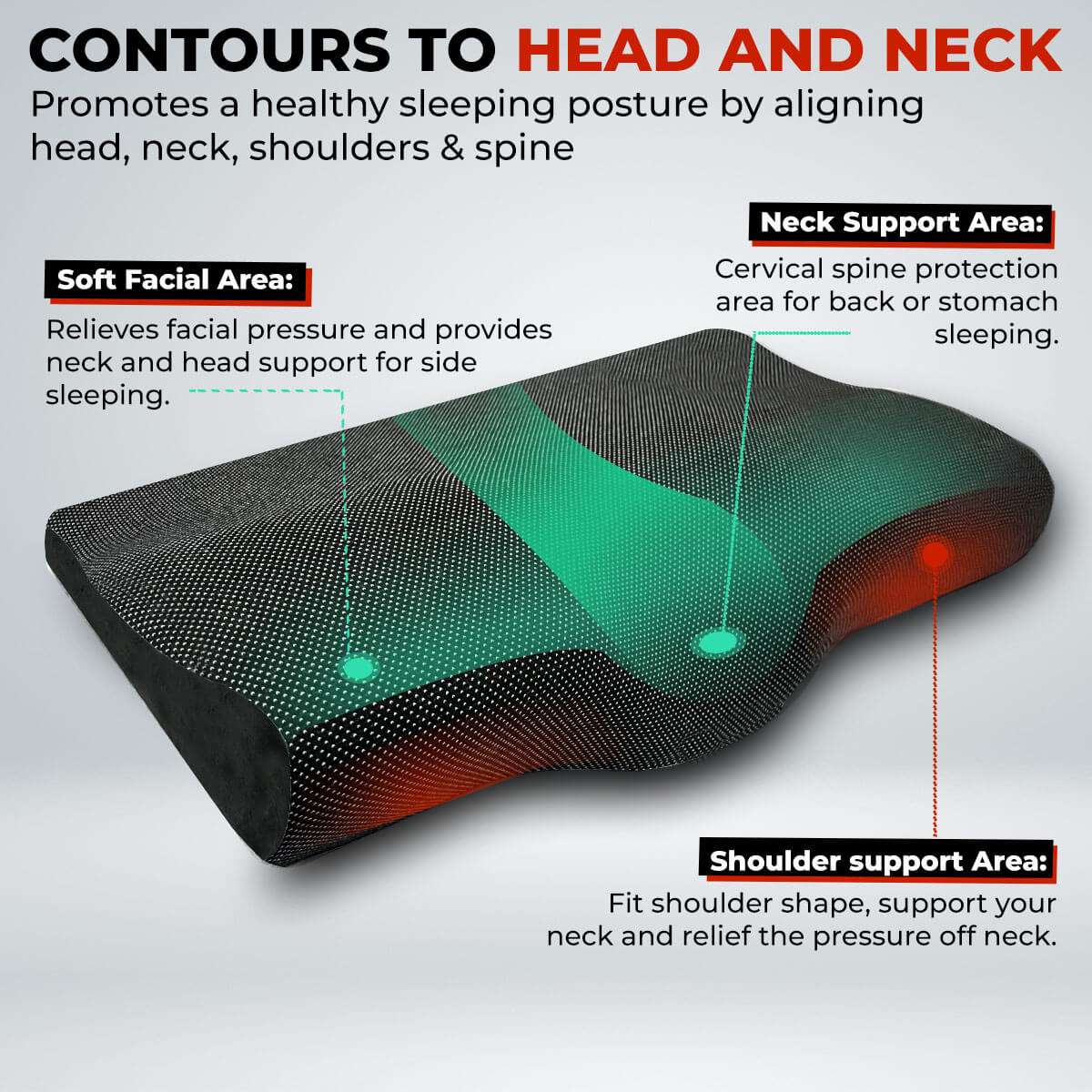 Trajectory Ultimate Bed Pillow with AdvancedX Orthopedic Memory Foam Napolean Black