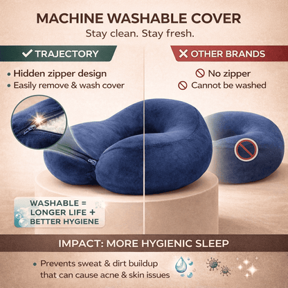 Trajectory Ergonomically Designed Travel Neck Pillow with Hollow Conjugate Fiber Technology Trajectory