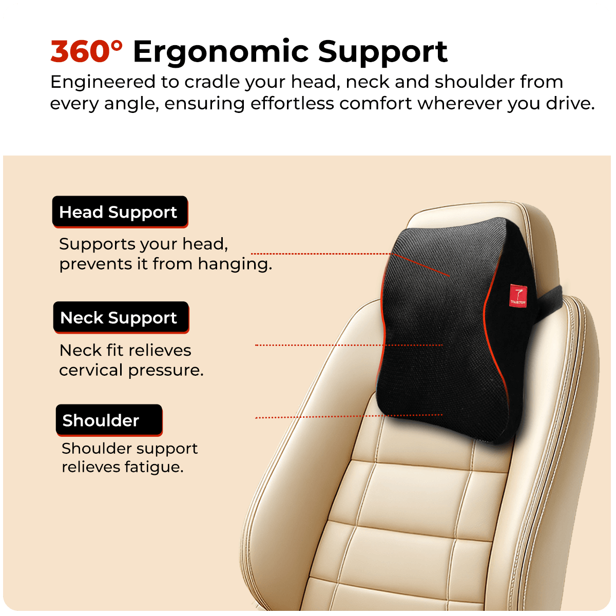 Trajectory Ultimate Car Neck Rest Pillow with ADVANCEDX Memory Foam Trajectory