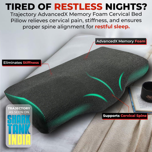 Trajectory Ultimate Bed Pillow with AdvancedX Orthopedic Memory Foam Napolean Black