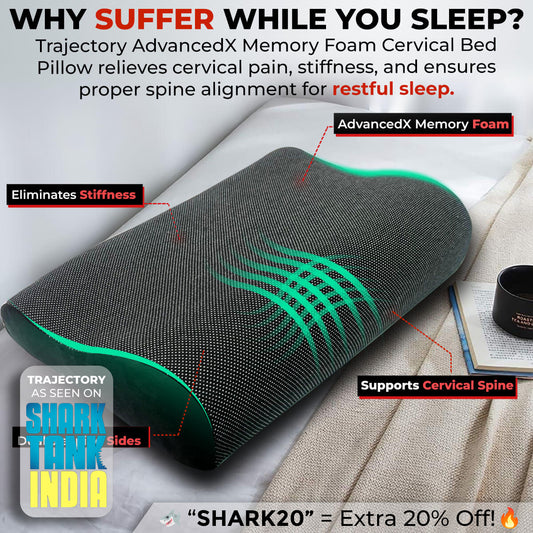 Trajectory Ultimate Bed Pillow with AdvancedX Orthopedic Memory Foam Napolean Black