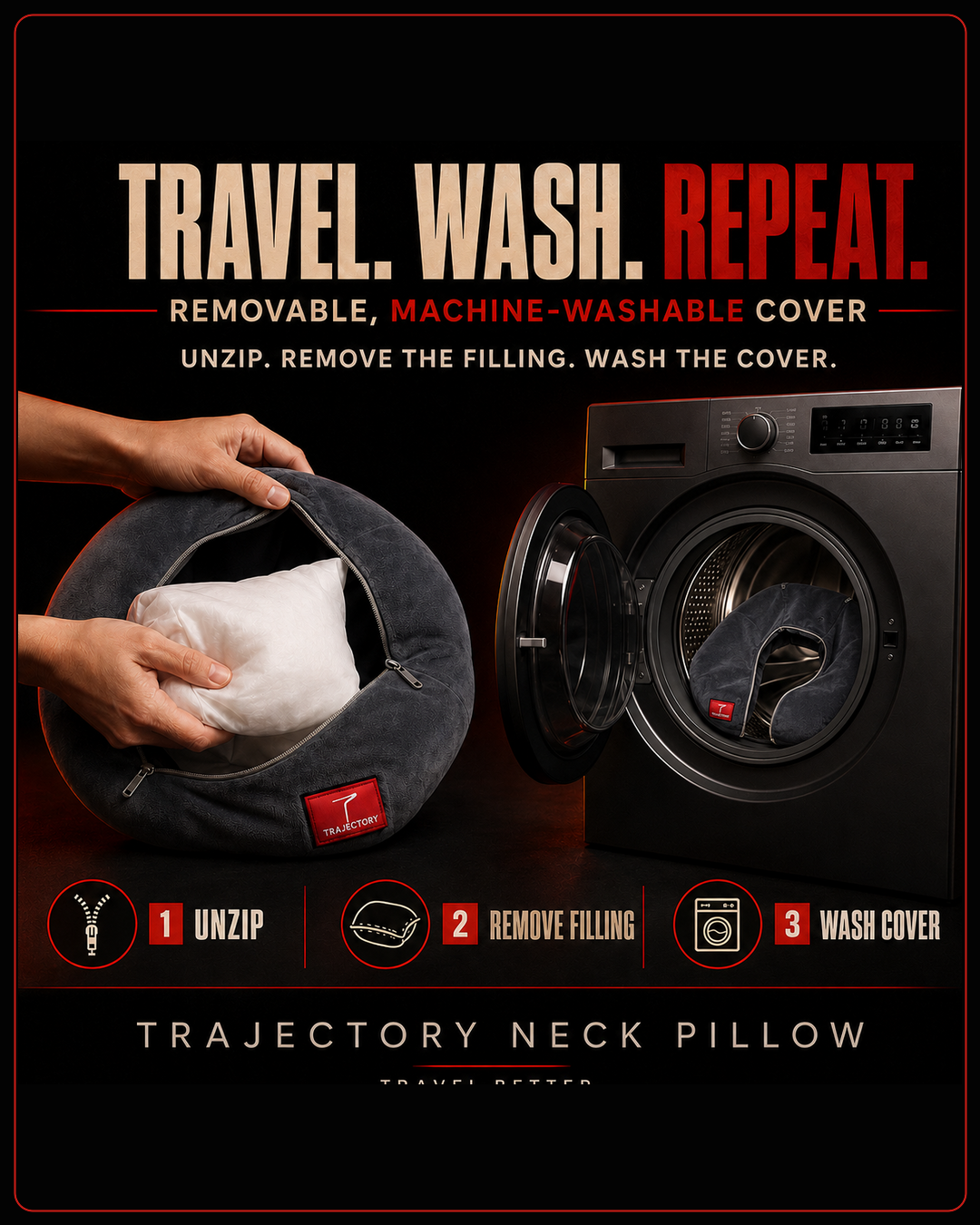 Trajectory Travel Neck Pillow with Hollow Conjugate Fiber Technology Trajectory