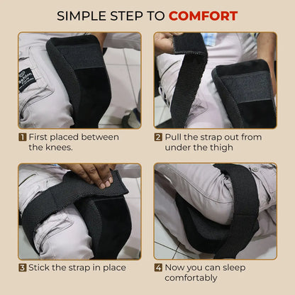 TRAJECTORY Knee Pillow for Side Sleepers, Knock Knee Corrector for Sleeping, AdvancedX Memory Foam Leg Pillow Wedge Cushion for Side Sleeper, Sciatica, Pregnancy, Hip & Back Pain Relief - Washable Cover (Black) Trajectory