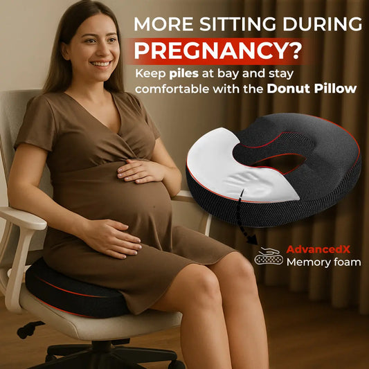 Trajectory Maternity Piles Hemorrhoids Pregnancy Pillow with AdvancedX Orthopedic Memory Foam, comfortable sitting in pregnancy
