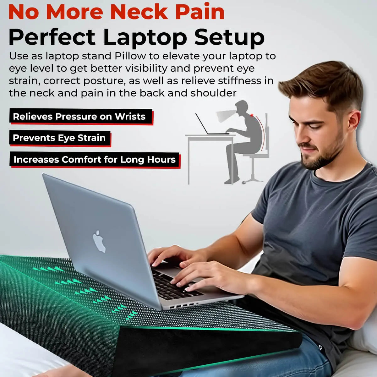 Trajectory Multi-Purpose Wedge Pillow with AdvancedX Orthopedic Memory Foam, No more Neck  Pain