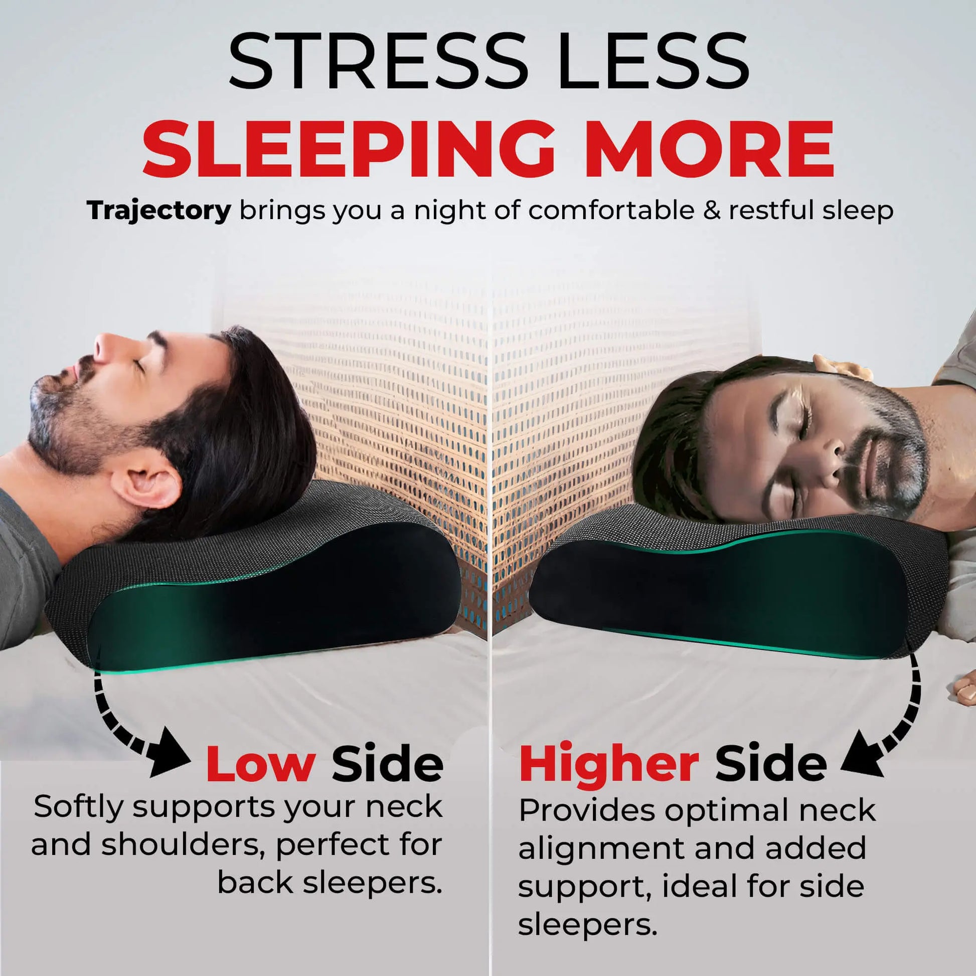 Trajectory Ultimate Bed Pillow with AdvancedX Orthopedic Memory Foam, stress less sleep more