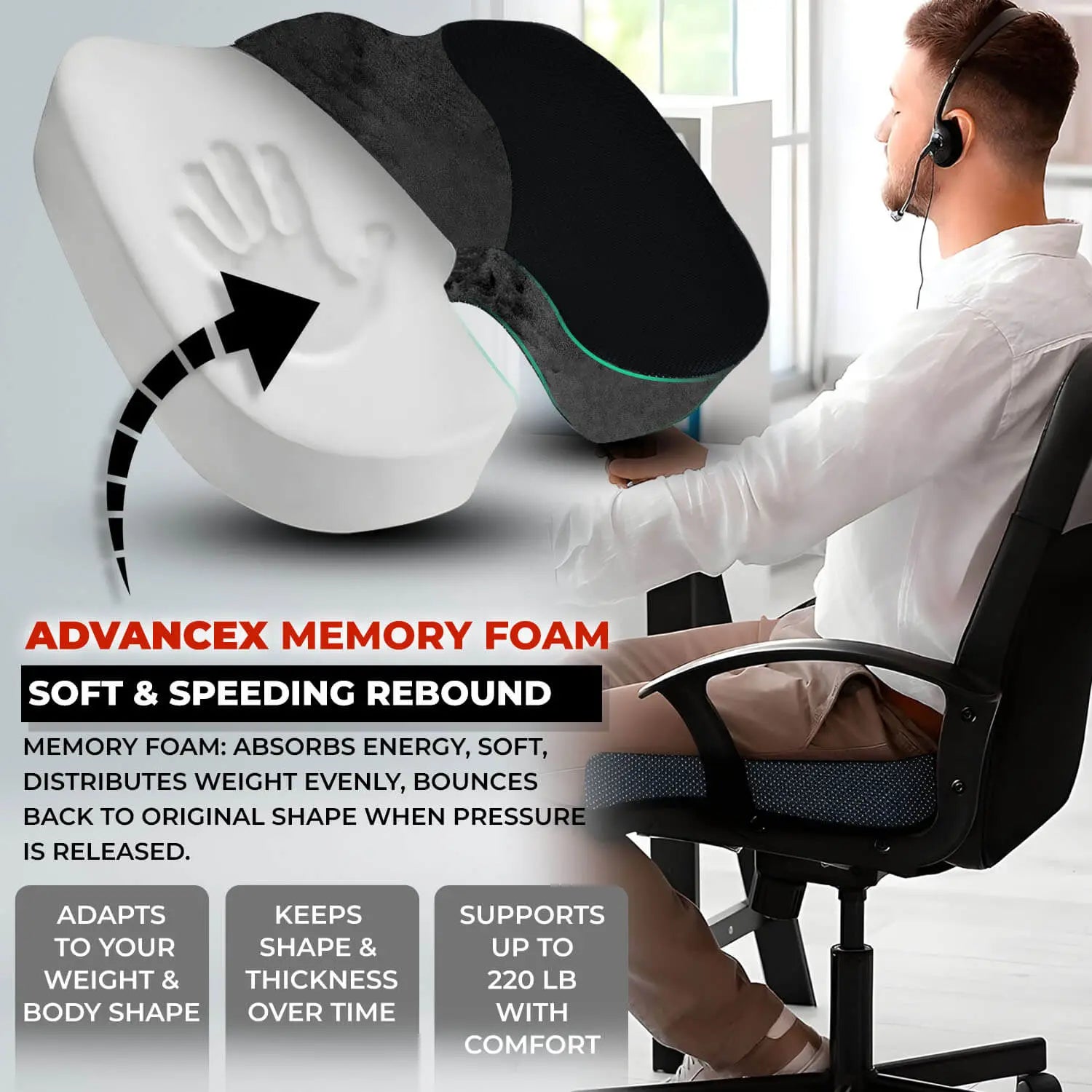 Trajectory Ultimate Car Seat Pillow with AdvancedX Memory Foam