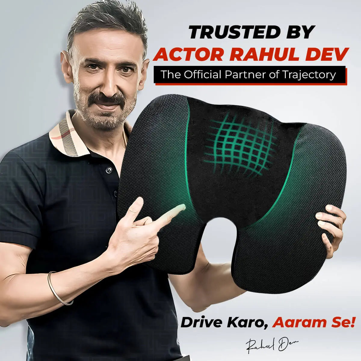 Trajectory Ultimate Car Seat Pillow with AdvancedX Orthopedic Memory Foam,Trusted By Rahul Dev Official Partner of Trajectory