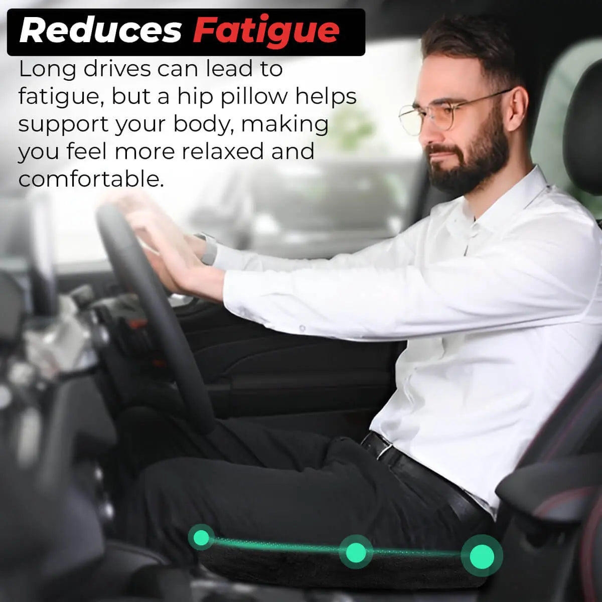 Trajectory Ultimate Car Seat Pillow with AdvancedX Orthopedic Memory Foam, Reduce Fatigue in Long drive