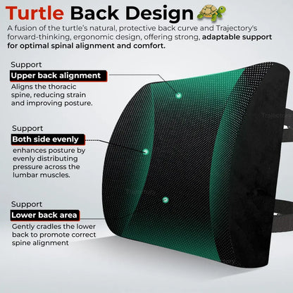 Trajectory Ultimate Office Back Pillow with AdvancedX Orthopedic Memory Foam, chair attachment, relief back pain ,Turtle Back Pain