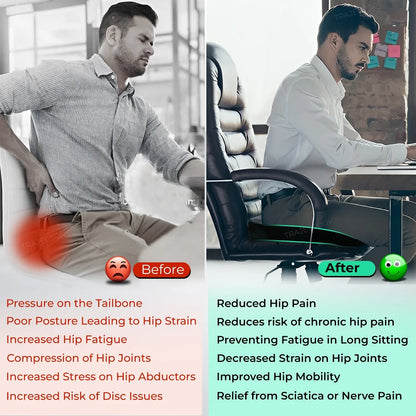 before & after using trajectory seat pillow