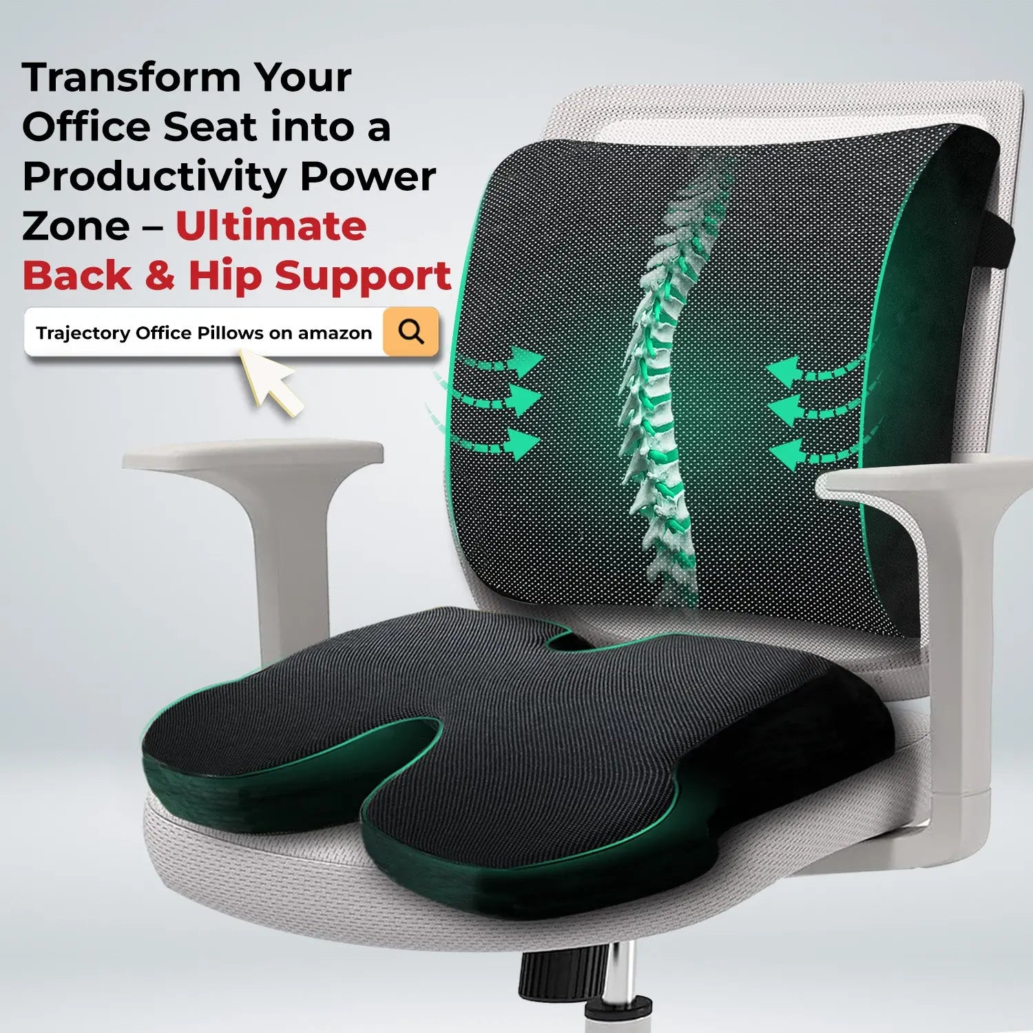 Trajectory Ultimate Office Seat Pillow with AdvancedX Memory Foam