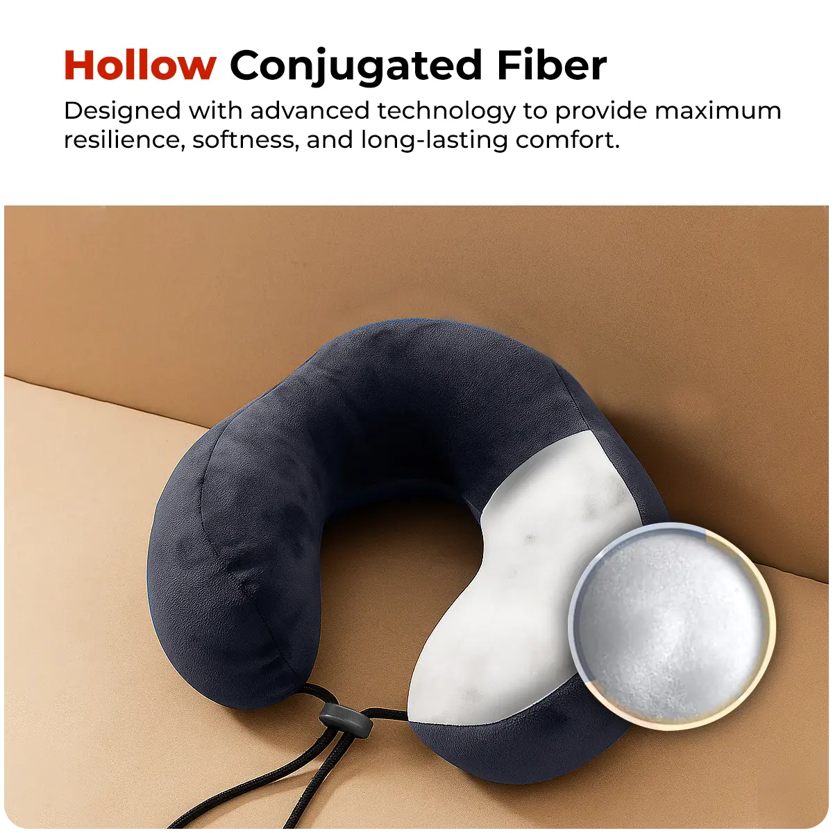 Trajectory Ergonomically Designed Travel Neck Pillow with Hollow Conjugate Fiber Technology Trajectory