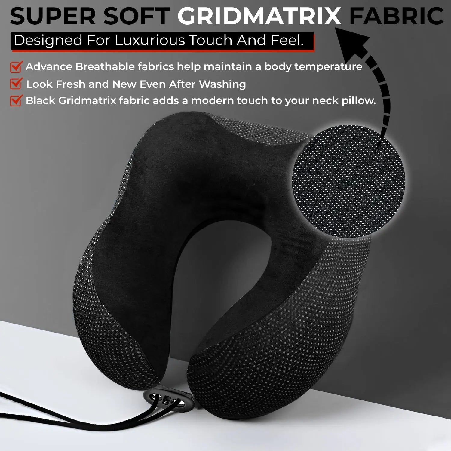 Trajectory Ultimate Travel Neck Pillow with AdvancedX Orthopedic Memory Foam,Super Soft Gridmatrix Fabric