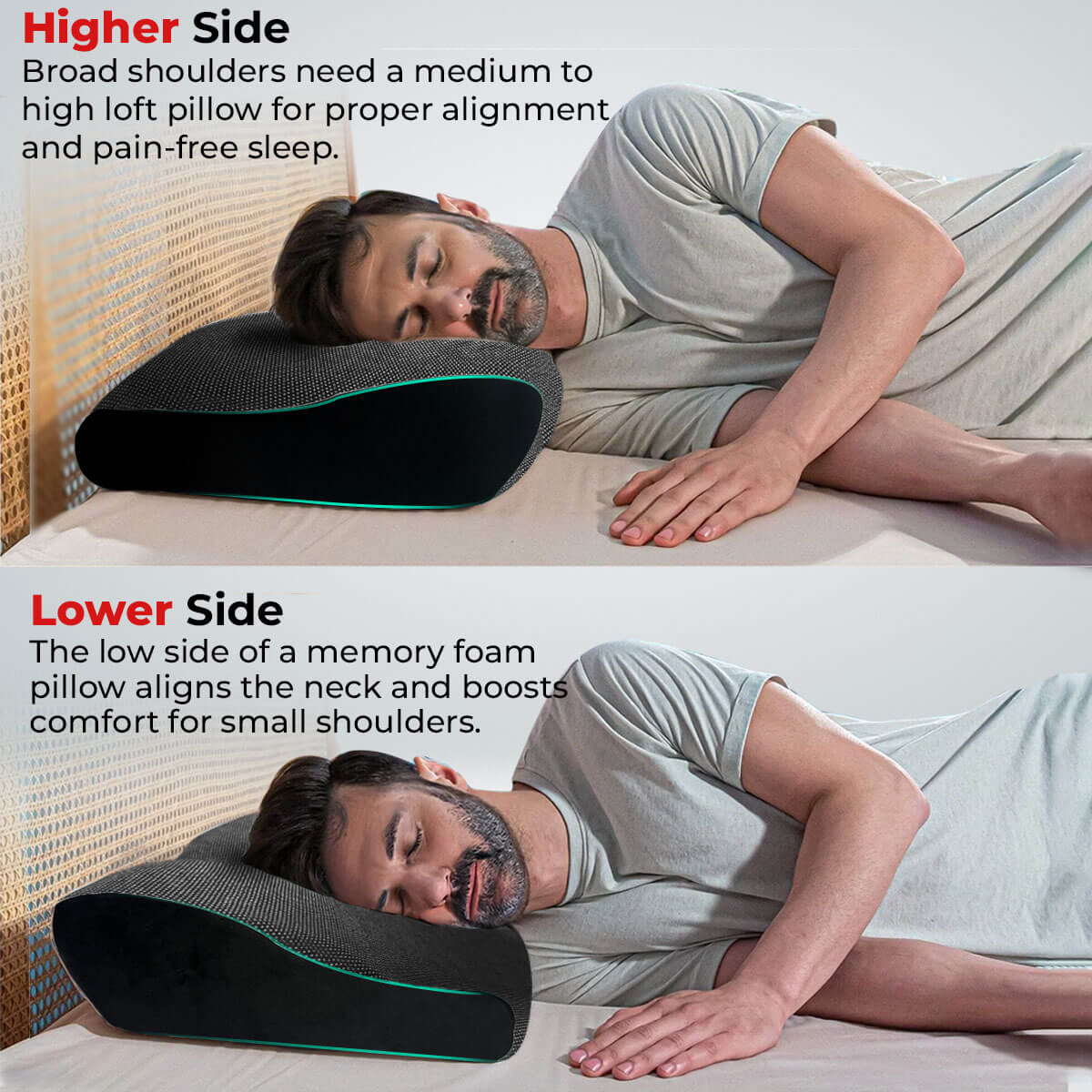 Trajectory Ultimate Bed Pillow with AdvancedX Orthopedic Memory Foam Napolean Black