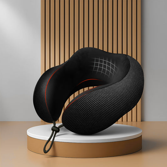 Trajectory Ultimate Travel Neck Pillow with AdvancedX Orthopedic Memory Foam Napolean Black